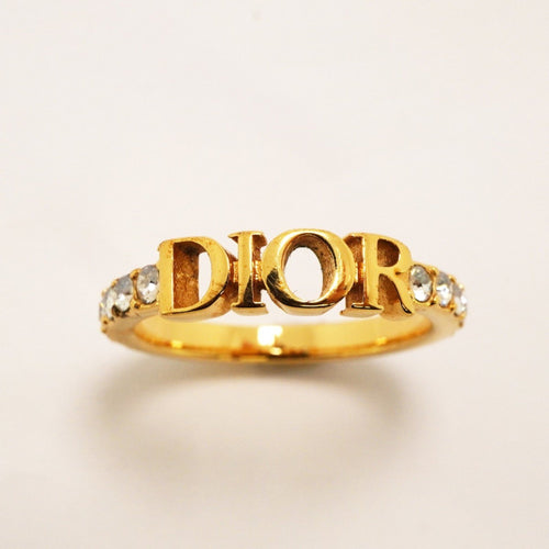 Christian Dior Gold Gold Plating Band Ring (Pre-Owned)