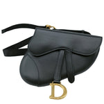 Christian Dior Black Leather Fanny Pack Saddle Bag (Pre-Owned)