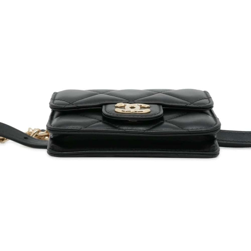 Chanel Matelasse Black Leather Fanny Pack (Pre-Owned)