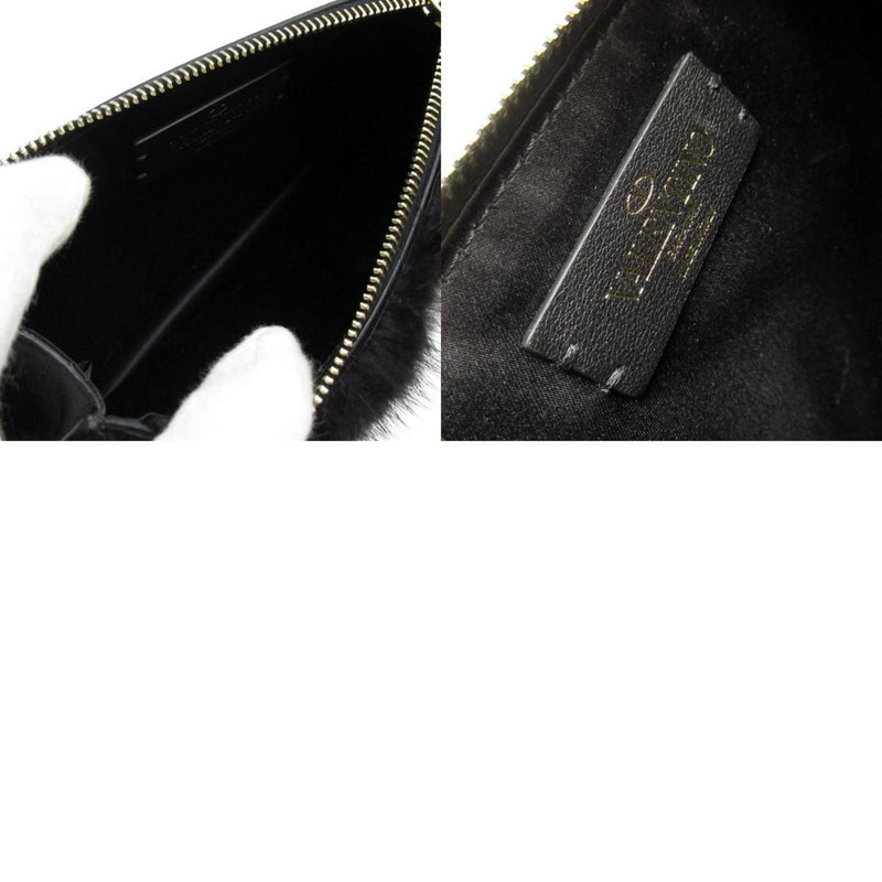 Valentino Garavani Black Fur Clutch Bag Pouch (Pre-Owned)