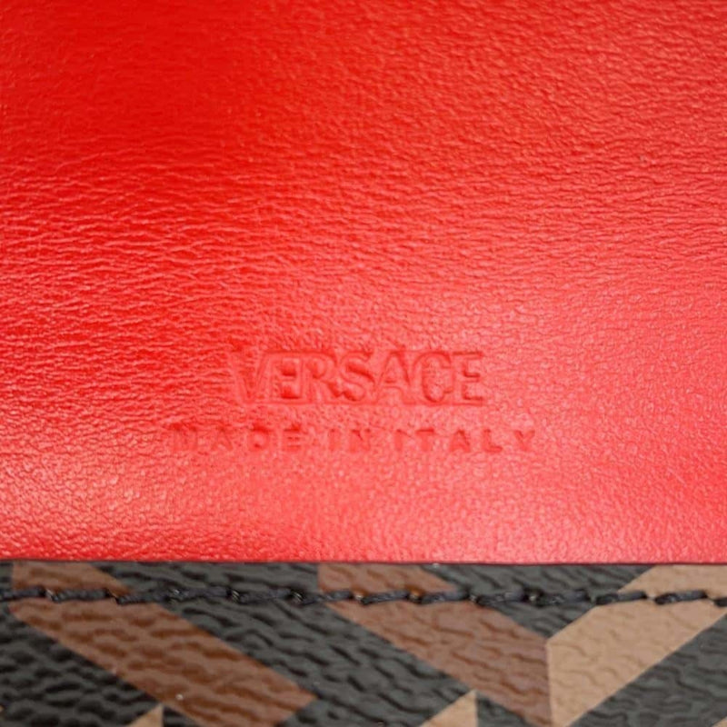 Versace Black Brown Red Color Pvc Leather Clutch Bag (Pre-Owned)