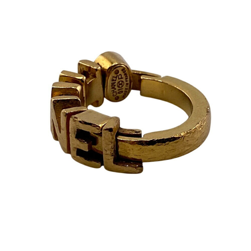 Chanel Gold Gold Plating Band Ring (Pre-Owned)