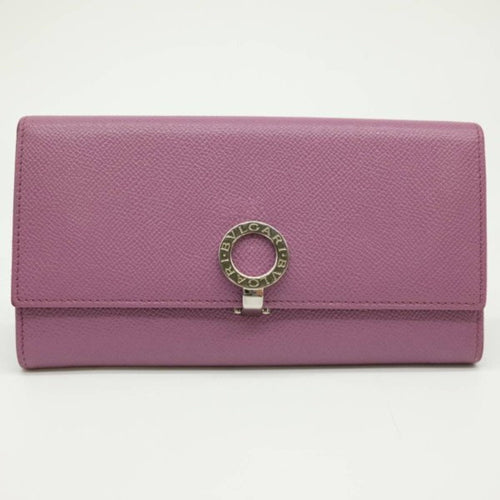 Bvlgari Purple Leather Long Wallet (Bi-Fold) (Pre-Owned)