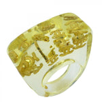 Chanel Clear Gold Gold Plating Plastic Band Ring (Pre-Owned)