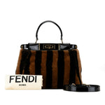 Fendi Black Brown Leather Handbag Shoulder Bag (Pre-Owned)