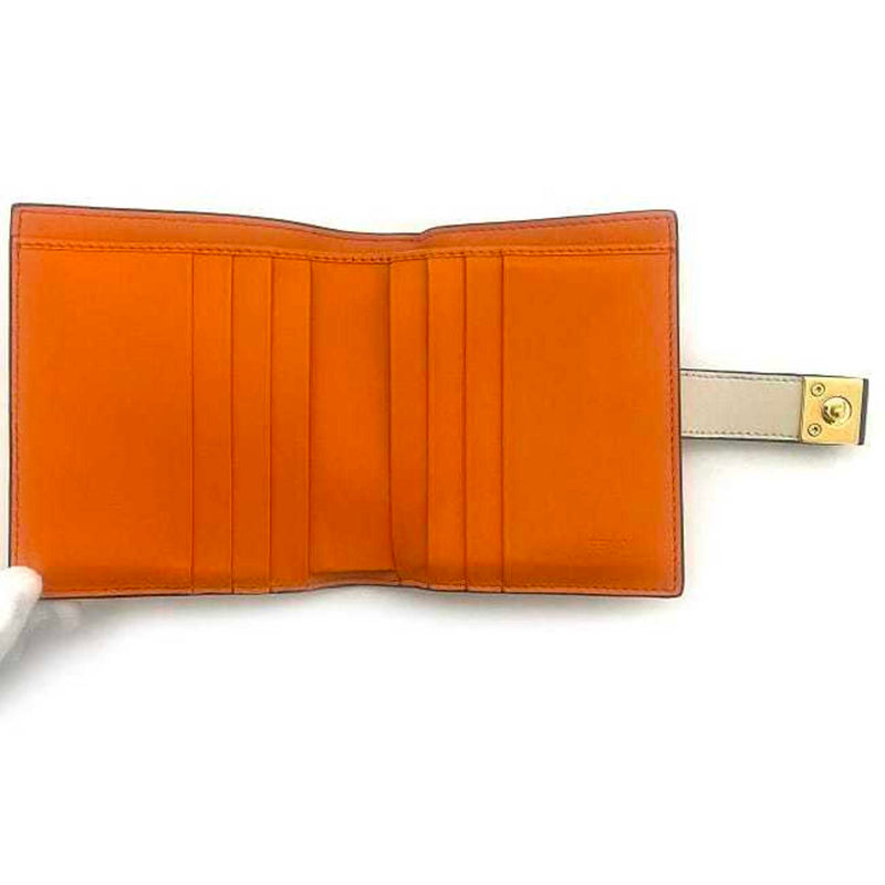 Fendi Beige Gold Orange Leather Wallet (Bi-Fold) (Pre-Owned)