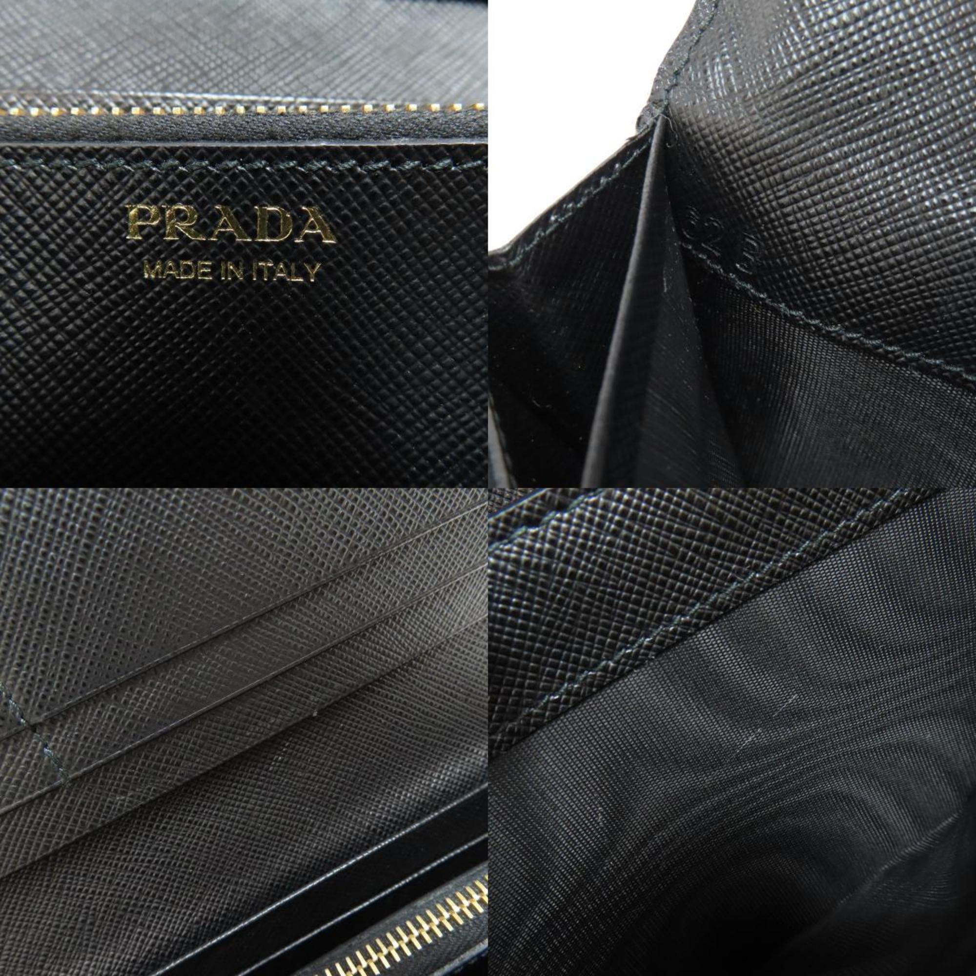 Prada Black Leather Long Wallet (Bi-Fold) (Pre-Owned)