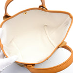 Longchamp Beige Orange Leather Straw Handbag