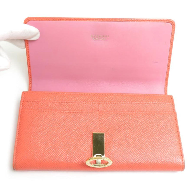 Bvlgari Salmon Pink Leather Long Wallet (Bi-Fold) (Pre-Owned)