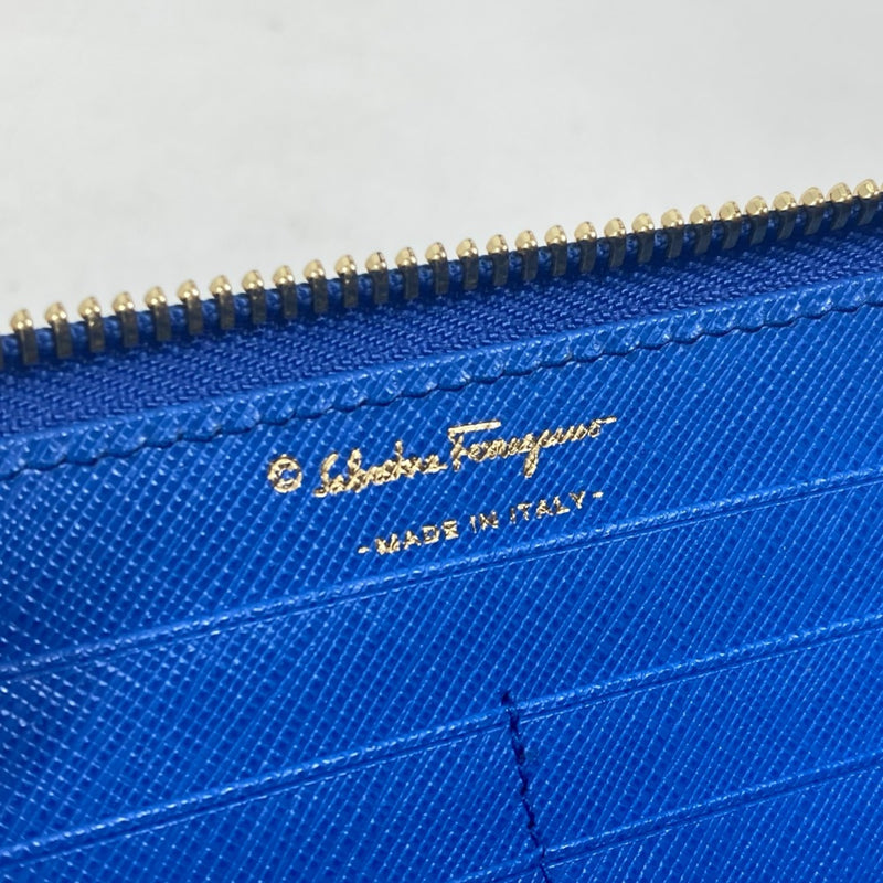 Salvatore Ferragamo Blue Leather Long Wallet (Bi-Fold) (Pre-Owned)