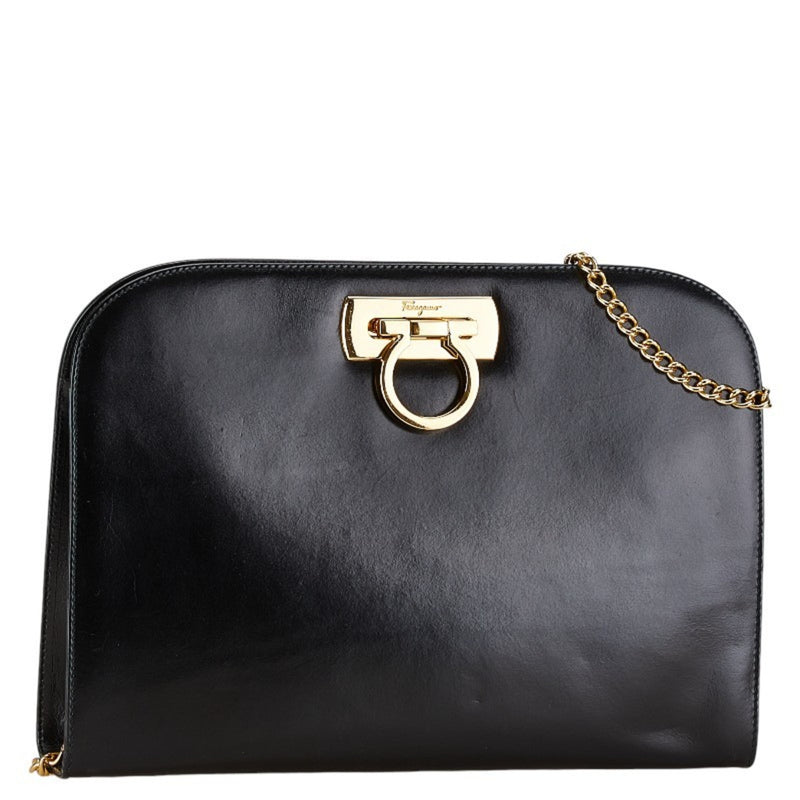 Salvatore Ferragamo Black Leather Shoulder Bag (Pre-Owned)