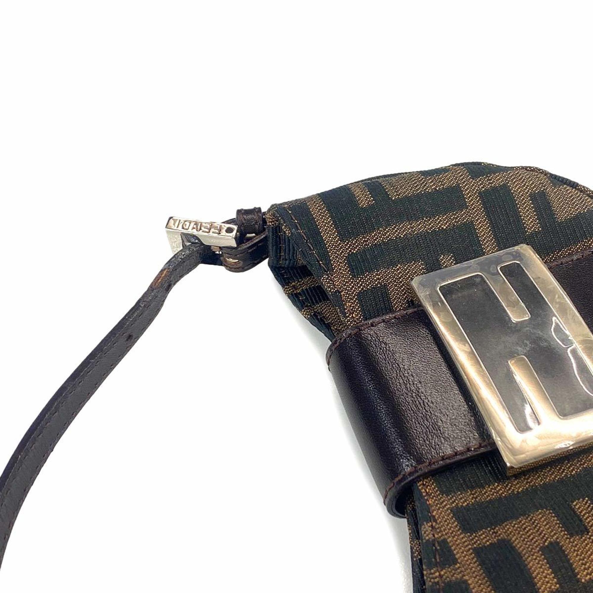 Fendi Brown Canvas Leather Pouch (Pre-Owned)