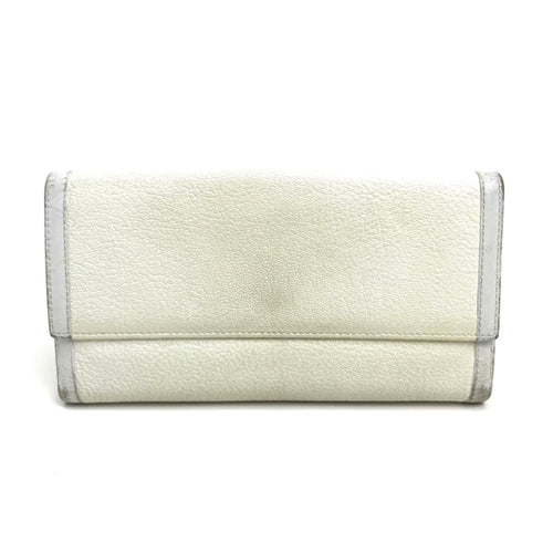 Bvlgari White Leather Long Wallet (Bi-Fold) (Pre-Owned)