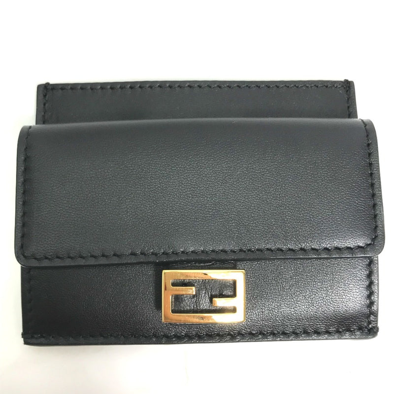 Fendi Black Leather Coin Purse/Coin Case (Pre-Owned)