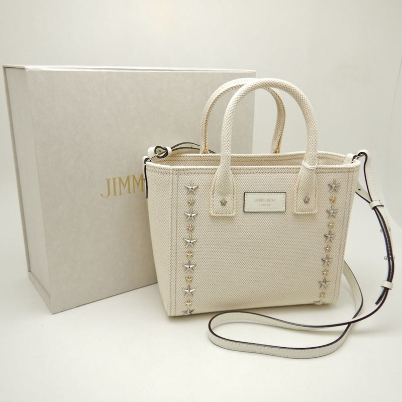 Jimmy Choo Gold Silver Canvas Handbag (Pre-Owned)