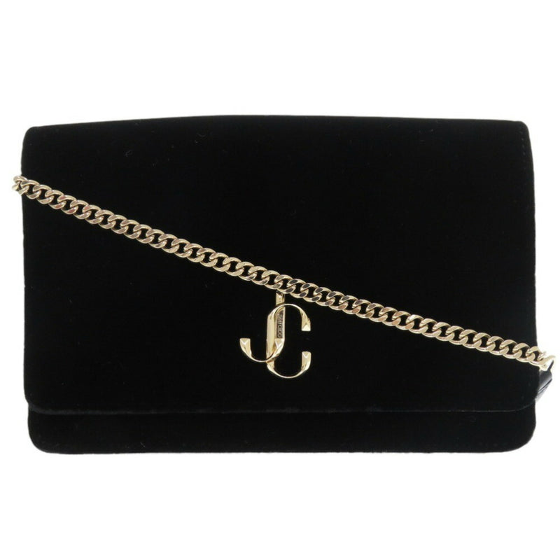 Jimmy Choo Black Leather Chain/Shoulder Wallet (Pre-Owned)