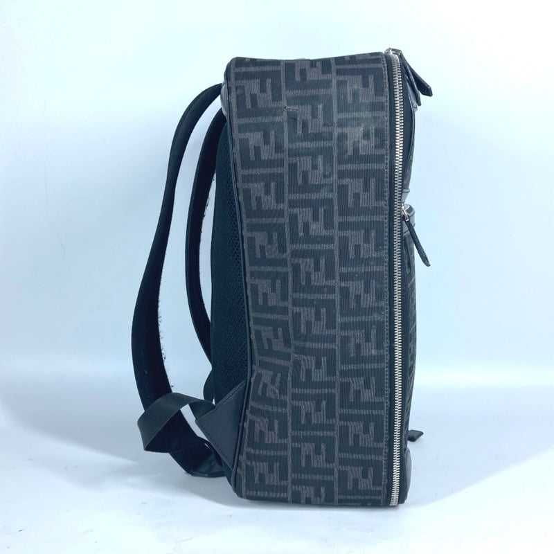 Fendi Black Gray Canvas Leather Backpack (Pre-Owned)