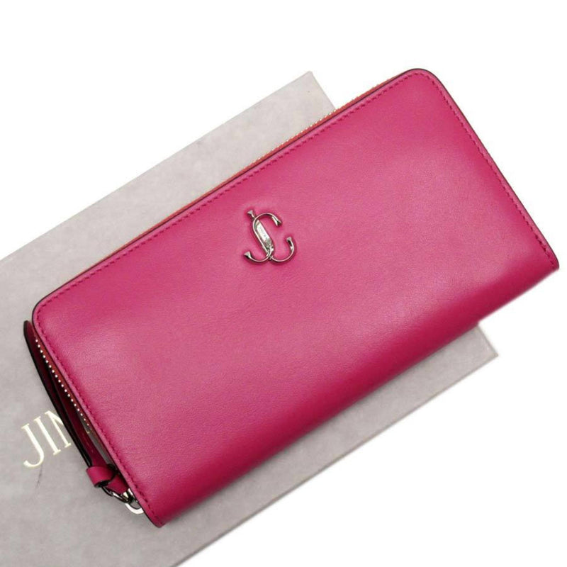 Jimmy Choo Pink Silver Leather Long Wallet (Bi-Fold) (Pre-Owned)