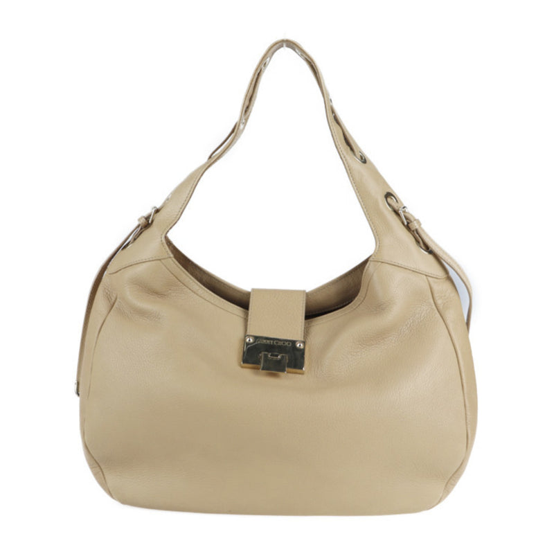 Jimmy Choo Beige Leather Handbag Shopping Bag Shoulder Bag Tote Bag (Pre-Owned)