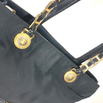 Versace Black Gold Nylon Shoulder Bag Tote Bag (Pre-Owned)