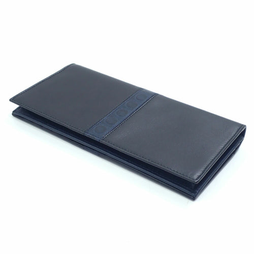 Salvatore Ferragamo Black Navy Leather Long Wallet (Bi-Fold) (Pre-Owned)