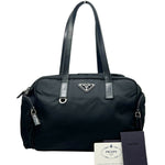 Prada Black Nylon Boston Bag Handbag (Pre-Owned)