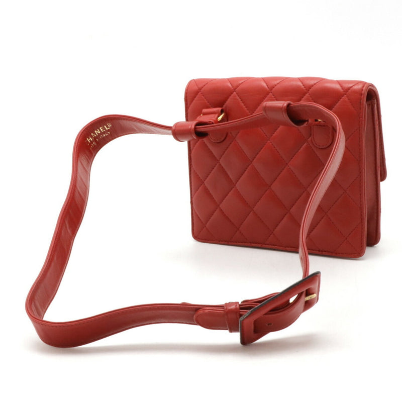 Chanel Matelasse Red Color Leather Fanny Pack (Pre-Owned)