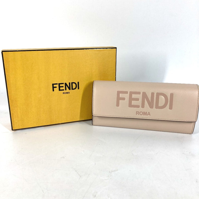 Fendi Beige Leather Long Wallet (Bi-Fold) (Pre-Owned)