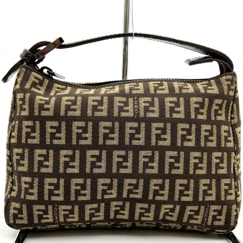 Fendi Beige Brown Canvas Leather Handbag (Pre-Owned)