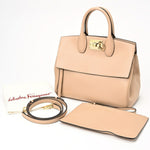 Salvatore Ferragamo Beige Leather Handbag Pouch (Pre-Owned)