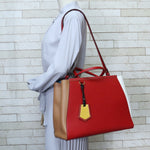 Fendi 2Jours Red Color White Leather Handbag Shoulder Bag (Pre-Owned)