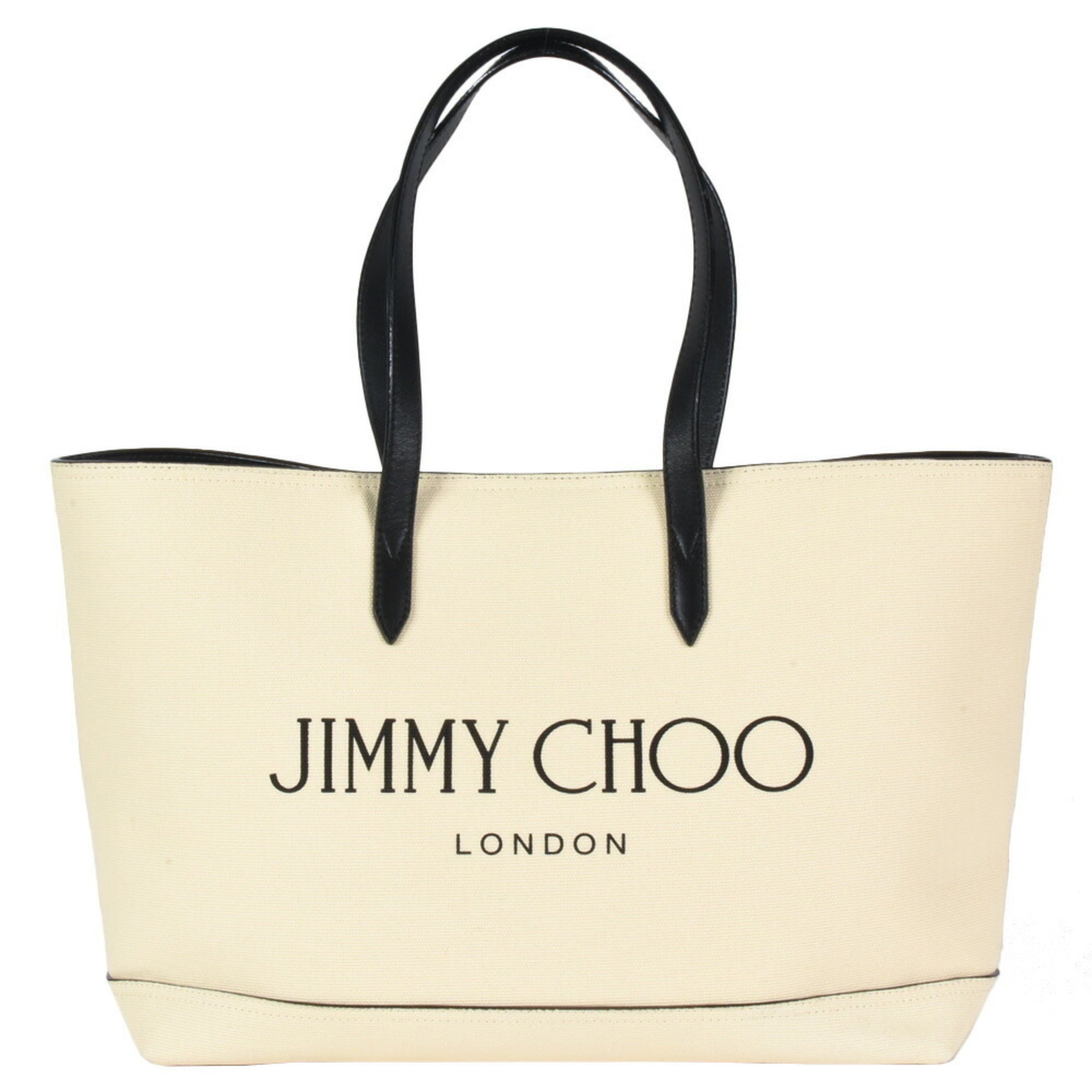 Jimmy Choo Black Canvas Leather Tote Bag (Pre-Owned)