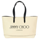 Jimmy Choo Black Canvas Leather Tote Bag (Pre-Owned)