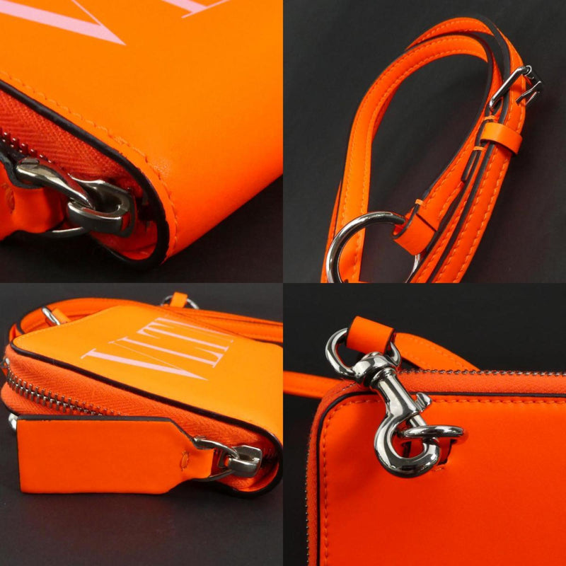 Valentino Garavani Orange Leather Coin Purse/Coin Case (Pre-Owned)