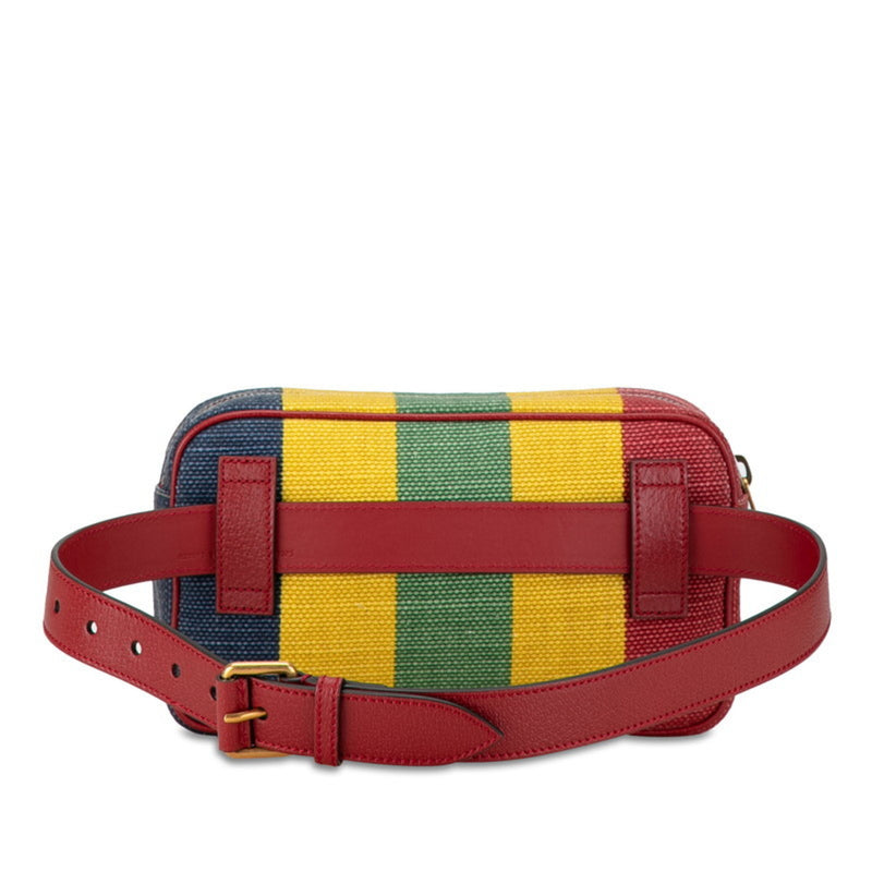 Gucci Multi-Color Red Color Canvas Leather Fanny Pack Pochette Sling Bag (Pre-Owned)