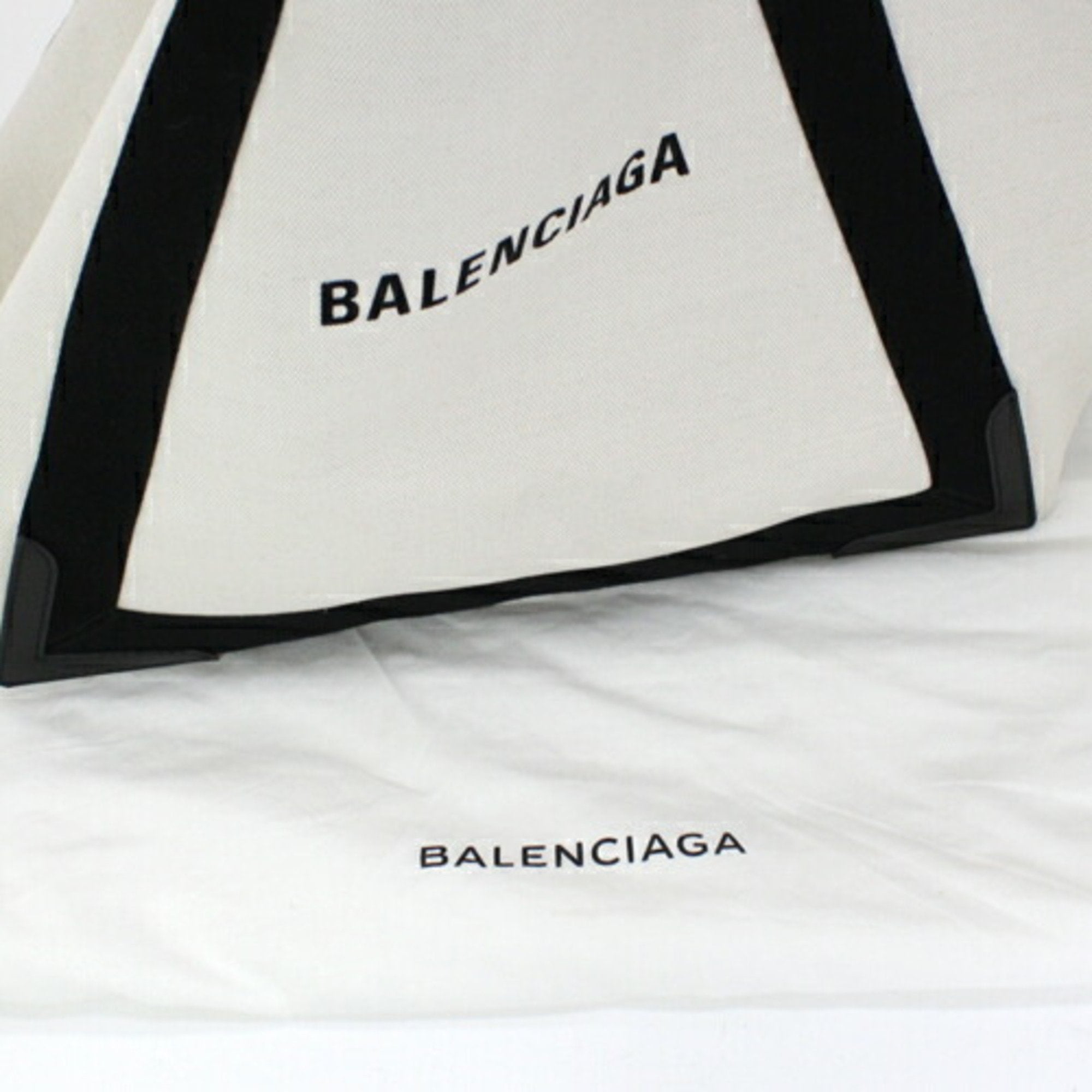 Balenciaga Beige Black Canvas Leather Handbag Tote Bag (Pre-Owned)