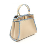 Fendi Beige Blue Brown Leather Handbag (Pre-Owned)