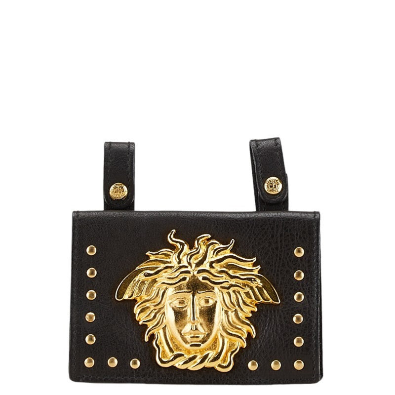 Versace Black Gold Leather Fanny Pack (Pre-Owned)