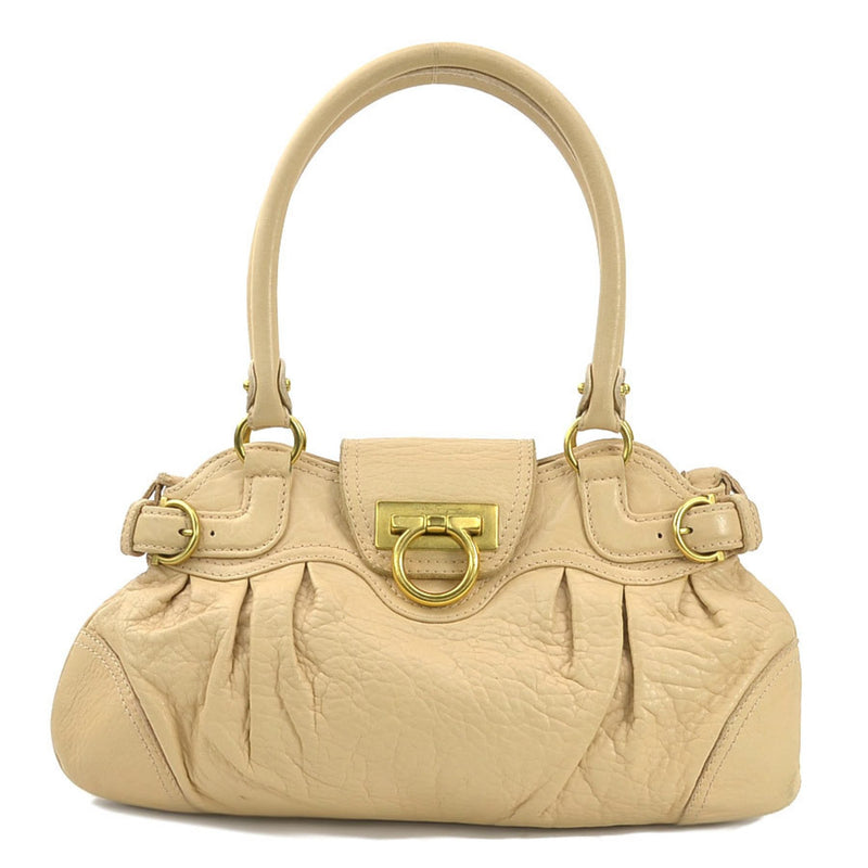 Salvatore Ferragamo Beige Leather Shoulder Bag (Pre-Owned)