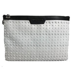 Jimmy Choo Black White Leather Clutch Bag (Pre-Owned)