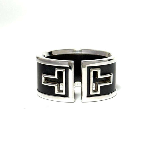 Tiffany Black Silver 925 Band Ring (Pre-Owned)