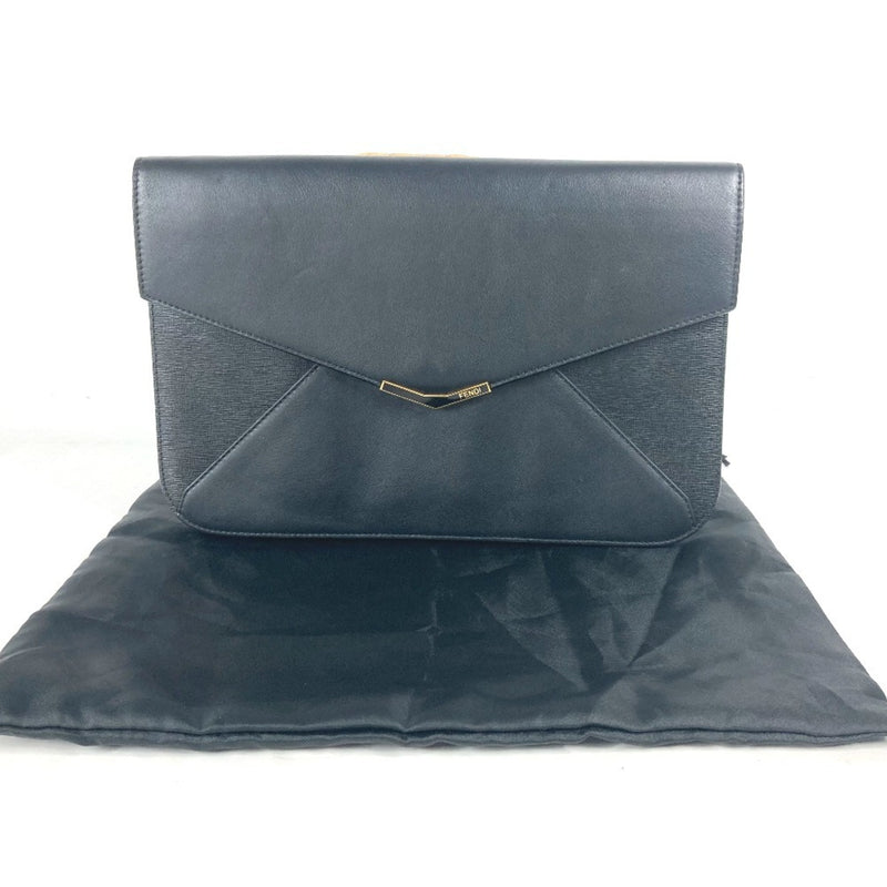 Fendi Black Leather Clutch Bag (Pre-Owned)