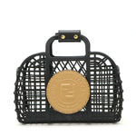 Fendi Beige Black Plastic Leather Basket Handbag (Pre-Owned)