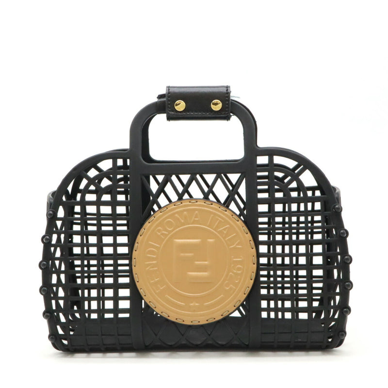 Fendi Beige Black Plastic Leather Basket Handbag (Pre-Owned)