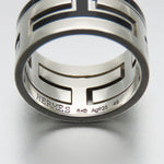 Hermes Black Silver 925 Band Ring (Pre-Owned)