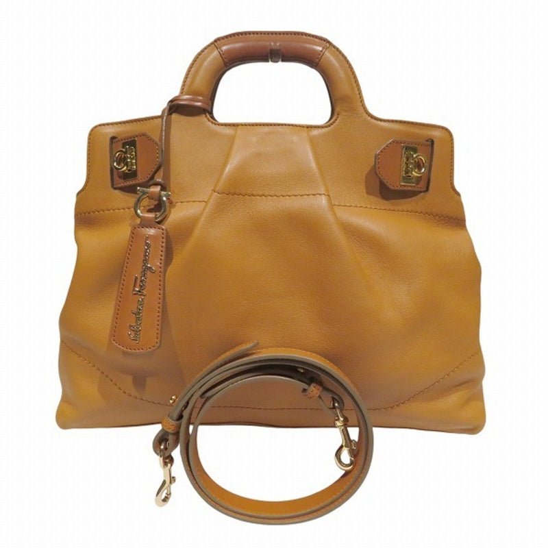 Salvatore Ferragamo Light Camel Leather Handbag Shoulder Bag (Pre-Owned)