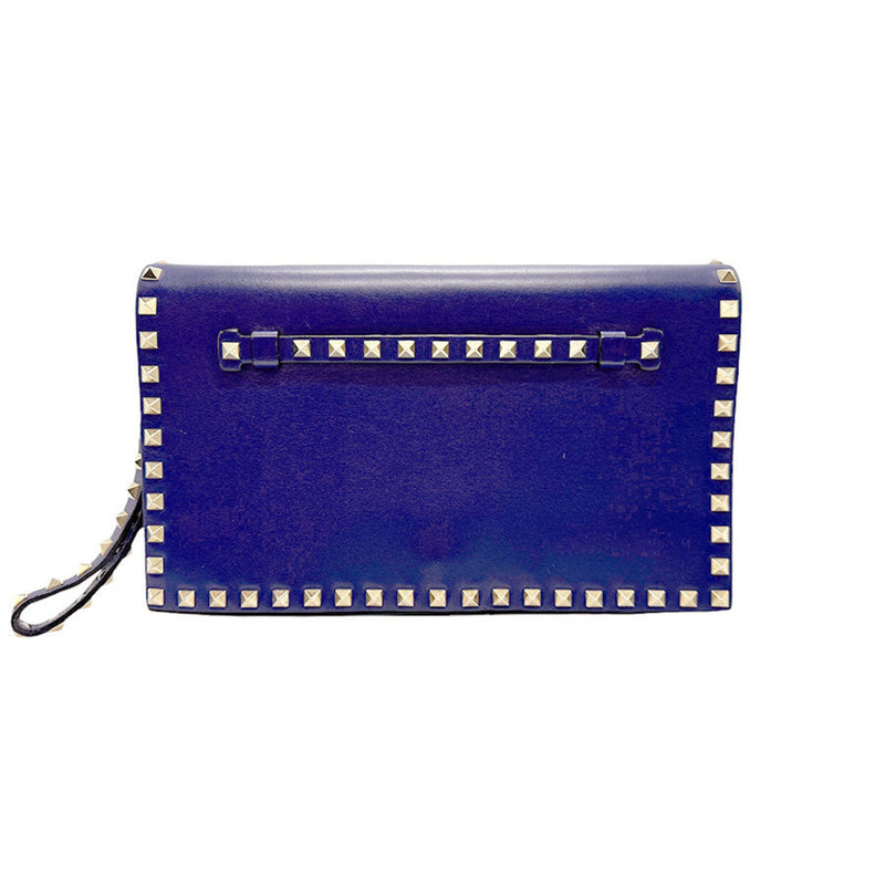 Valentino Garavani Blue Leather Clutch Bag (Pre-Owned)