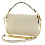 Fendi Baguette Beige Leather Shoulder Bag (Pre-Owned)