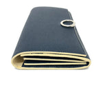 Bvlgari Navy Leather Long Wallet (Bi-Fold) (Pre-Owned)