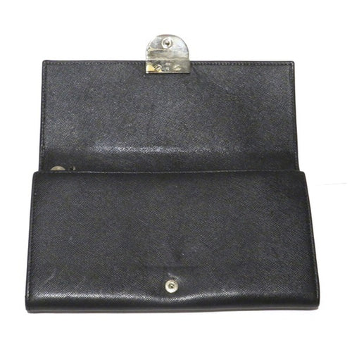 Salvatore Ferragamo Black Leather Long Wallet (Bi-Fold) (Pre-Owned)